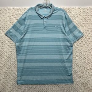 Puma Polo Shirt Men's 2XL Blue Striped Short Sleeve Adult‎ Golf Casual Polo